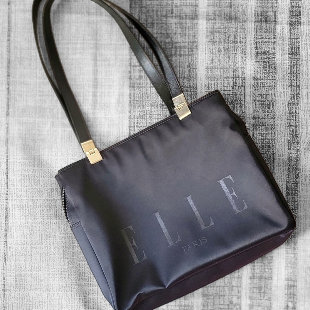 💙Elle Paris Satin Black Nylon  Shoulder Bag